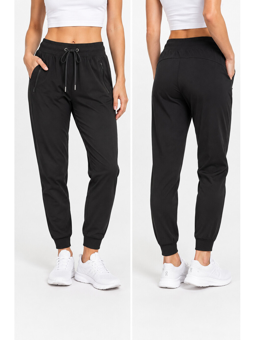 Yogalicious Lux Women's Jogger Pants Small Black Stretch Zip Pockets Athletic